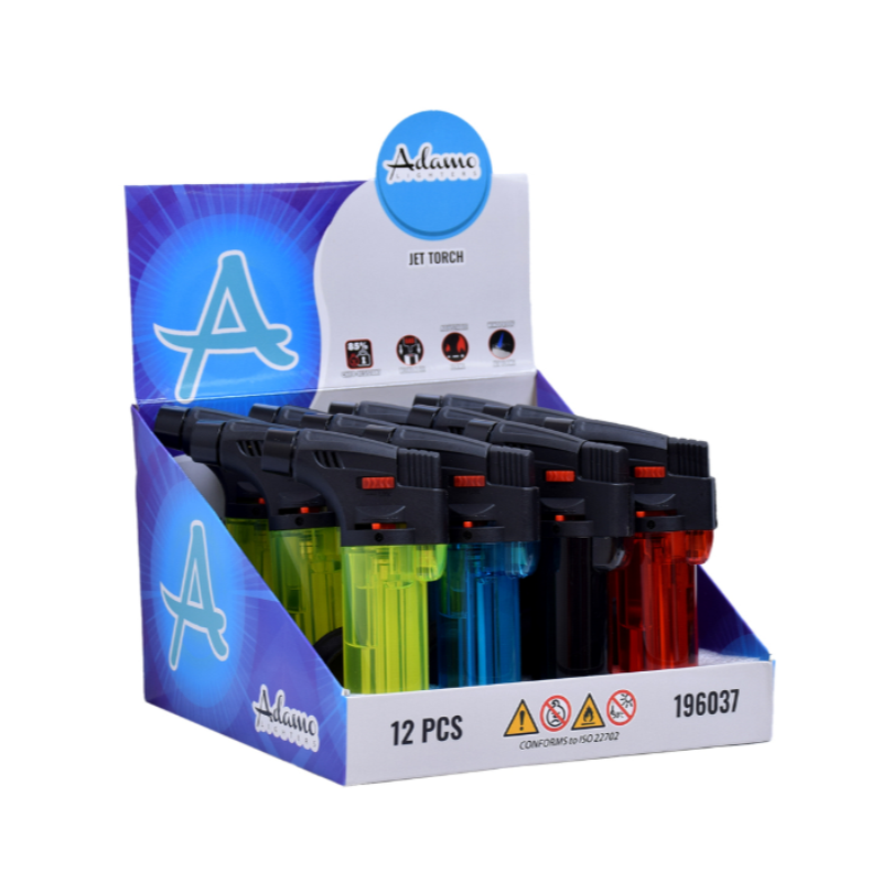 Jet Torch 196037 Adamo Big Transparent Windproof Lighter TC Cool 12 pack