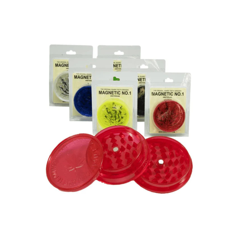 No1 Magnetic Plastic Shark Teeth Grinder Assorted Colours x 12