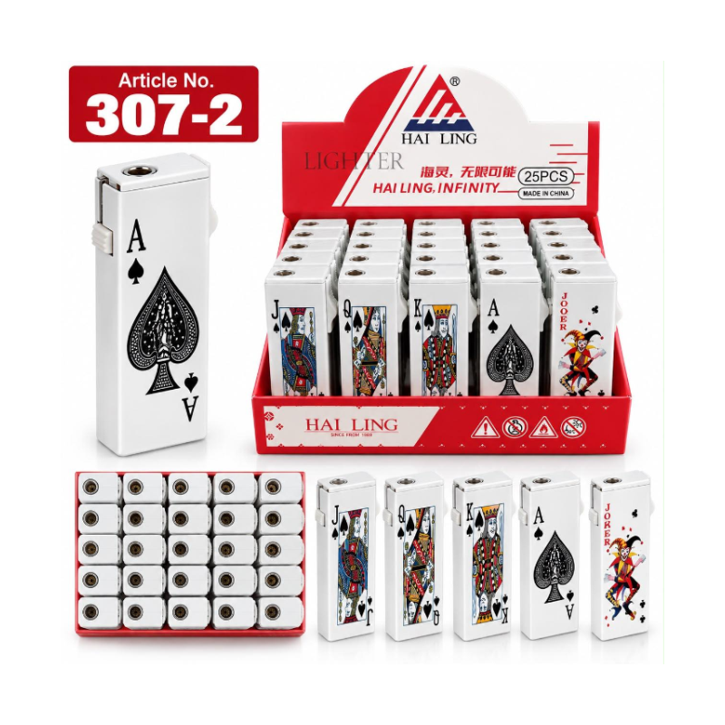 Playing Card Design Turbo Windproof Pocket Lighters – 25-Piece Display