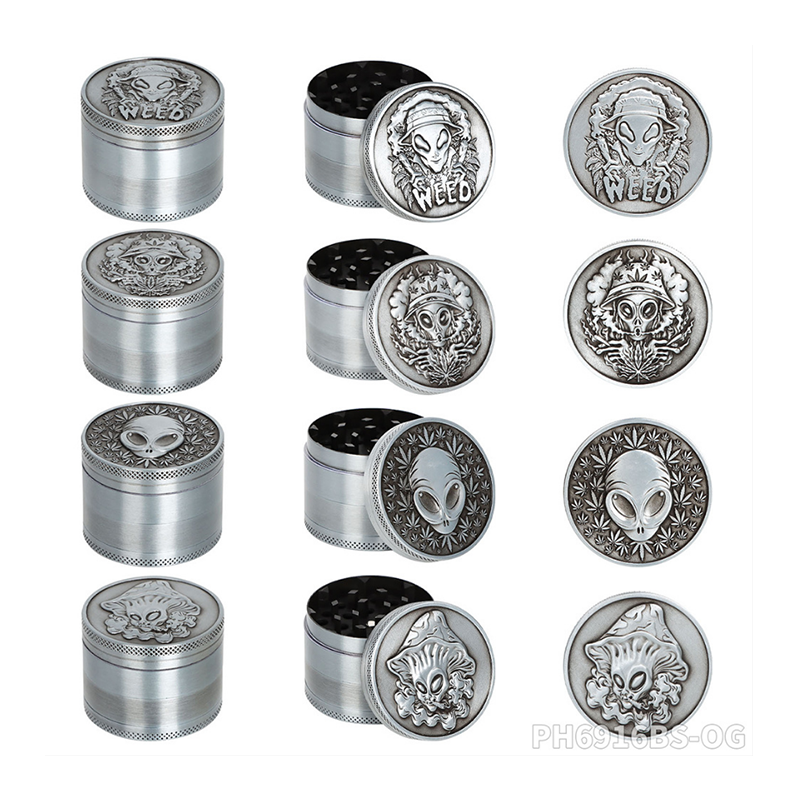 Alien X OG Labs 50mm 4-Part Metal Grinder – 12 Piece Display Box SS-3317 W